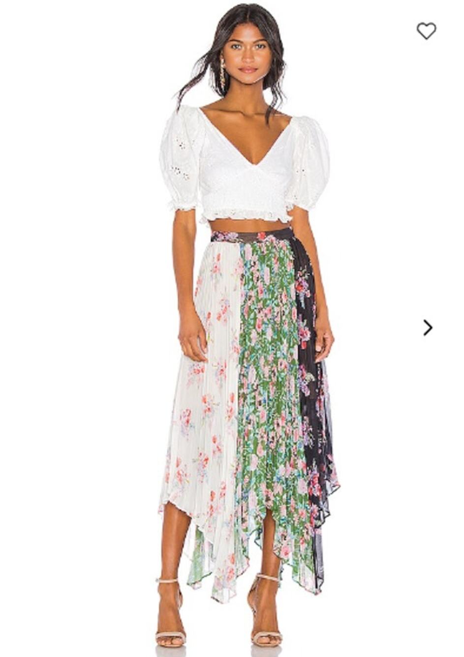 Amur Skirt Womens 0 Mica Midi Floral Asymmetrical Boho Summer Chic Cottagecore